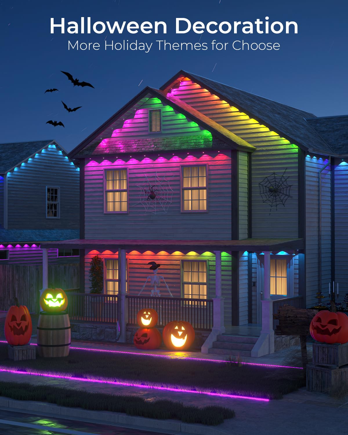 Cinoton Permanent Outdoor Lights Pro 200Ft  Smart Rgbcw Eaves Lights With 120 Leds  Ip67 Waterproof  111 Scene Modes For Daily And Festival  Halloween Christmas Holiday Decor  App/Voice/Remote Control