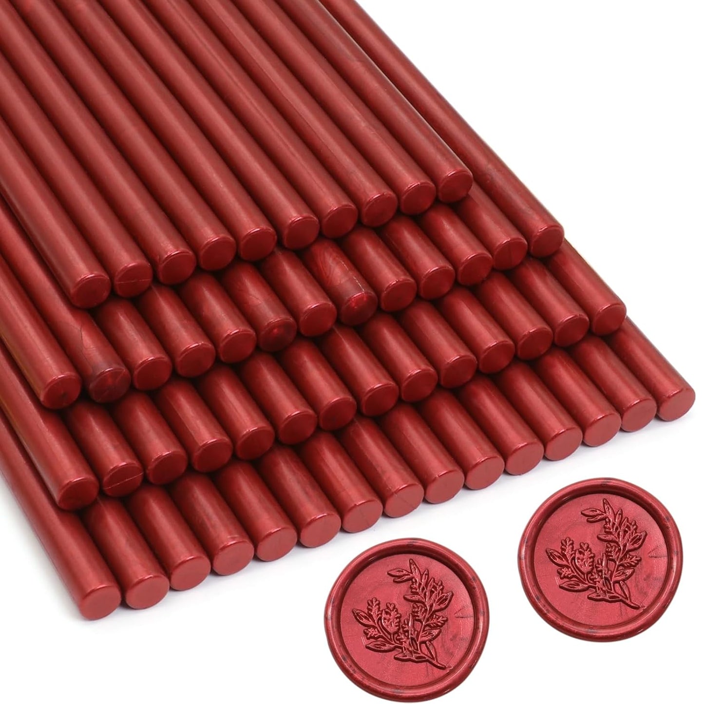 52pcs Wine Red Wax Sealing Sticks, Andotopee Glue Gun Adhesive Seal Sticks for Stamp Seals, Premium Sealing Wax for Envelope Seals Wedding Invitation Craft Adhesive, Great Gift Ideas (Mini Size)