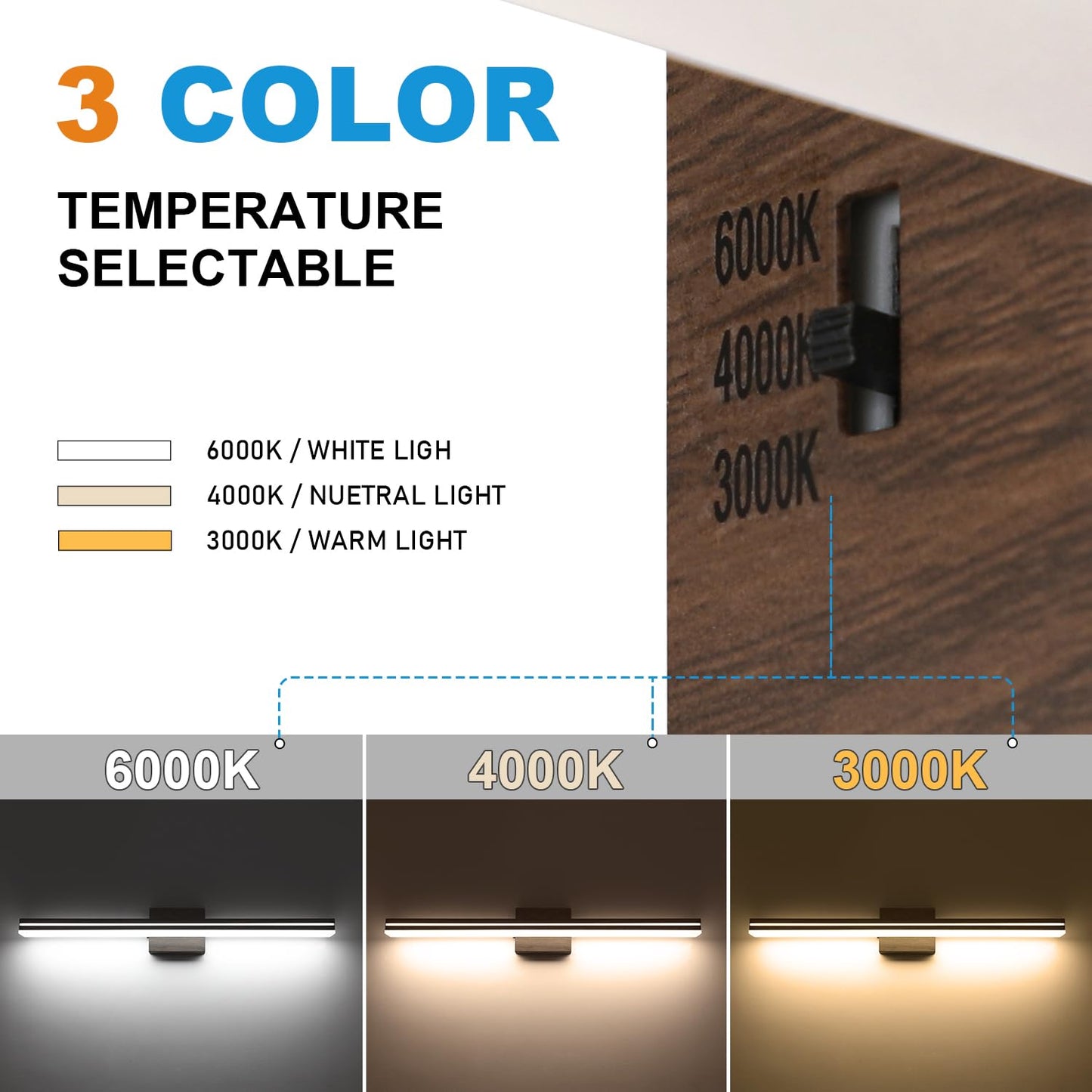 Sinerise Led Bathroom Vanity Light Fixture, 32-Inch, Dimmable, Brown Wood & Acrylic, Model: Af7Ca732