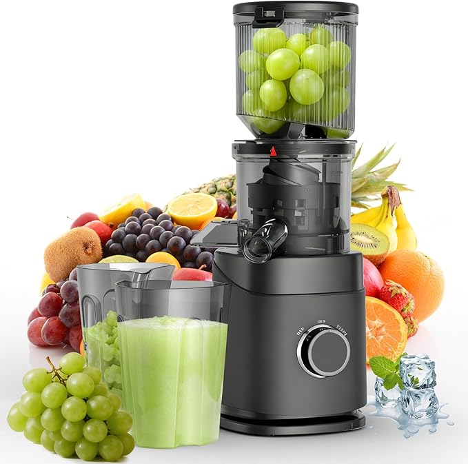 Juicer Machines, Cold Press Juicer Machine for Whole Fruits and Vegetables, 150 Watts Masticating Juicers, High Juice Yield, Juice Extractor Machine