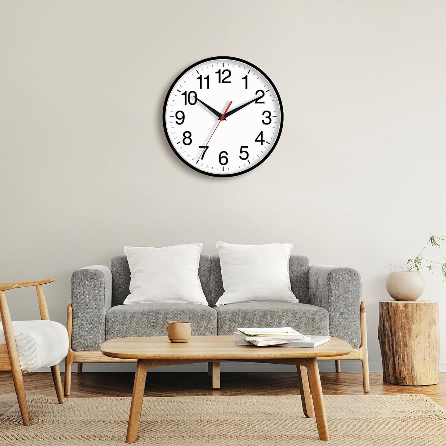 18 Inch Wall Clock, Modern Battery Operated Wall Clocks, Silent Non Ticking Large Analog Clock for Living Room, Office, Home, Bedroom, Kitchen, Bathroom(Black)