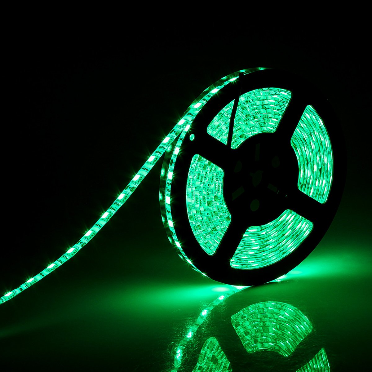 Supernight 16.4Ft Led Strip Light  Waterproof 12V 60W Green Rope Lights  300 Leds 5050 Tape Lights For Bedroom  Kitchen  Mirror  Home Decoration