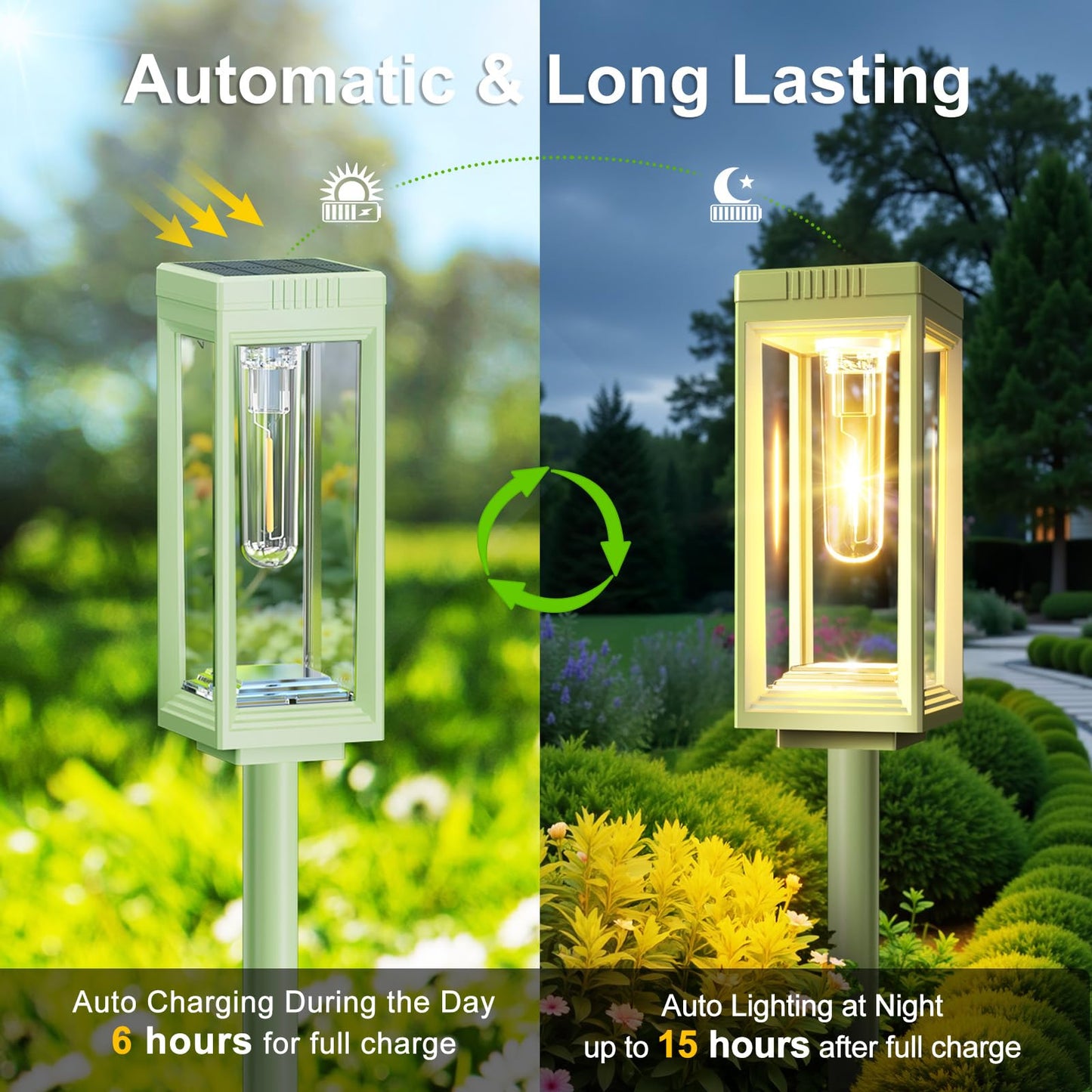 8 Pack Solar Pathway Lights Outdoor  Bright Solar Lights Outdoor Waterproof  Auto On/Off  15+ Hours Runtime  Garden Lights Solar Powered Lighting For Pathway Yard Garden Walkway  Warm White