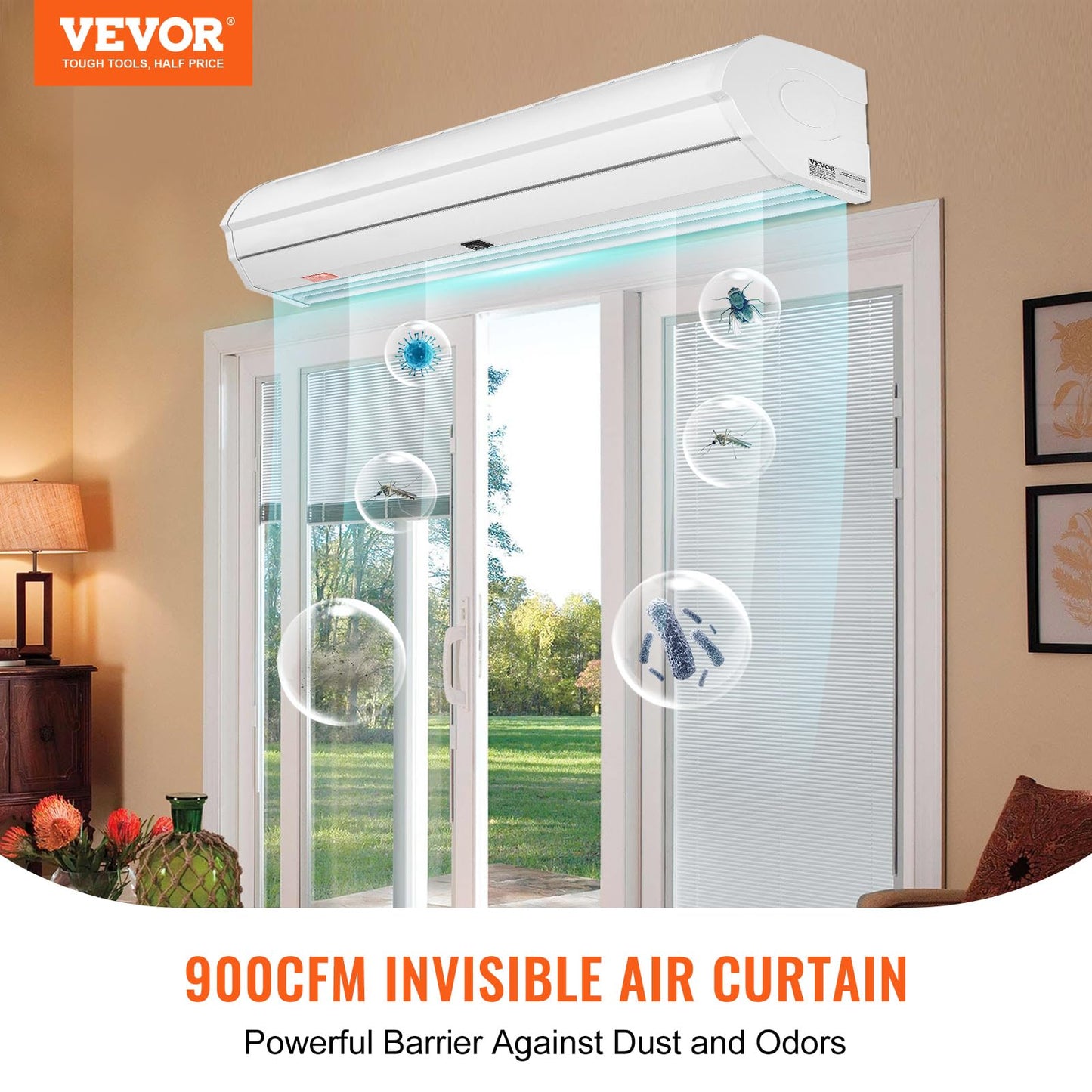 Vevor 36 Commercial Indoor Air Curtain Super Power 2 Speeds 900Cfm, Wall Mounted Air Curtains For Doors, Indoor Over Door Fan Wi