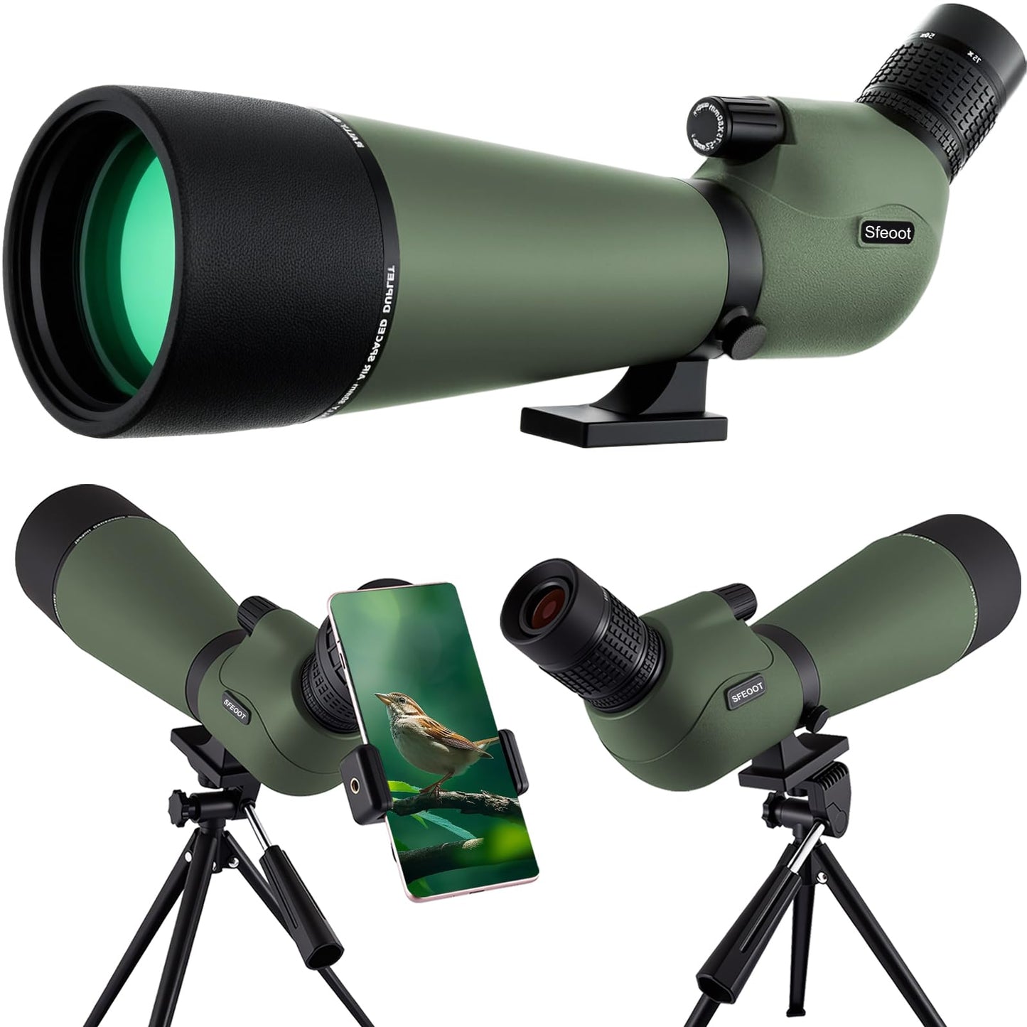 Spotting Scope 25-75X80 Hd With Tripod Carrying Pouch And Quick Cell Phone Holder, Clear Image With Bak4 Prism Spotting Scopes F