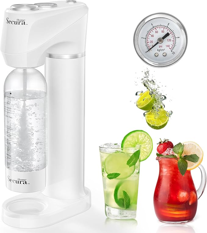 Soda Streaming Machine Soda Maker, Sparkling Water and Carbonated Water Machine, Compatible with 60l Co2 Cylinders (Not Included)