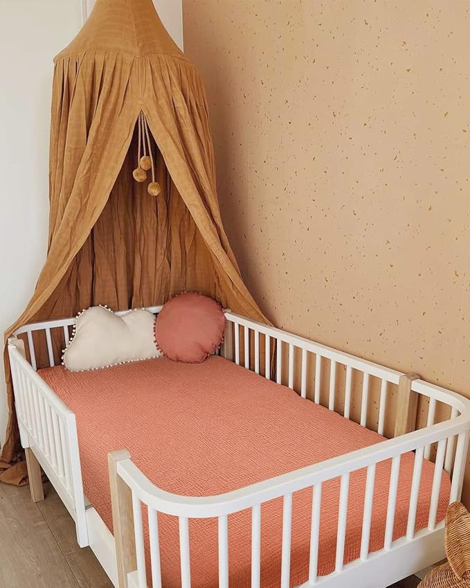 Crib Sheets for Boys Girl, Fitted Baby Toddler Bed Sheets 28" x 52", Neutral Muslin Cotton Crib Mattress Bedding Soft and Breathable Comfort (Brick)