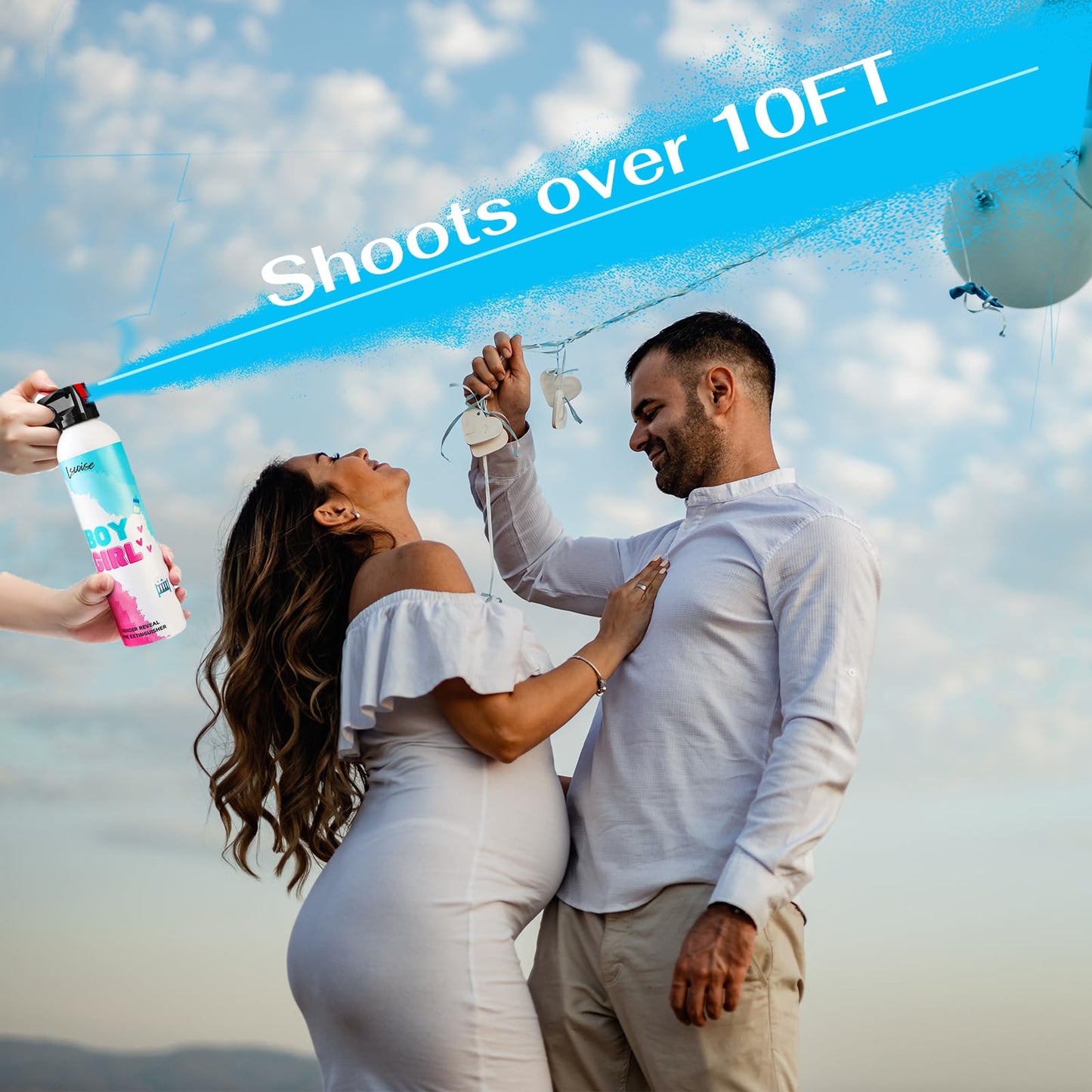 Gender Reveal Fire Extinguisher Set for Newborn Baby, 4Pcs Blue Gender Reveal Smoke Bombs, 100% Biodegradable Color Blaster for Cool Gender Reveal Ideas, Confetti Power Cannon Shooter Party Supplies