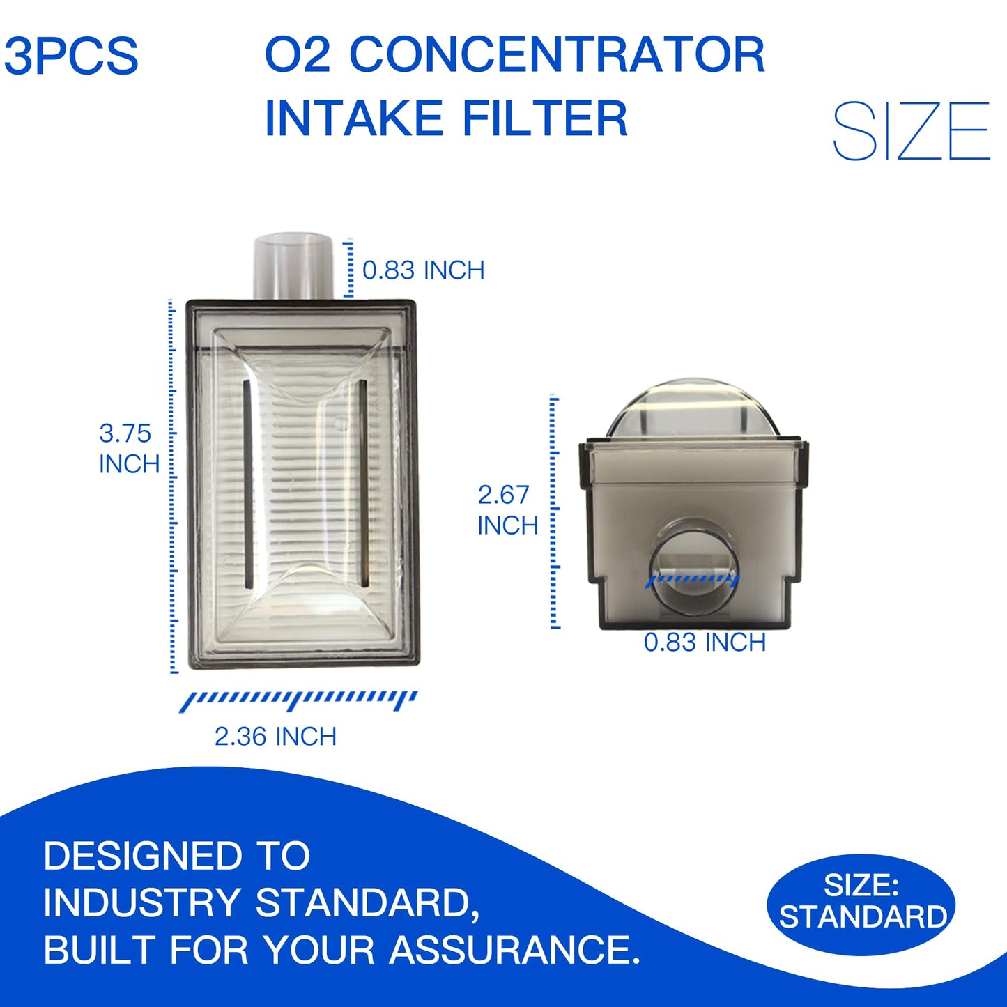 3-Pack Extended Life Intake Bacteria Filter Compatible with DS 505, 515 Before 2003 with Muffler, and 525 DS Series