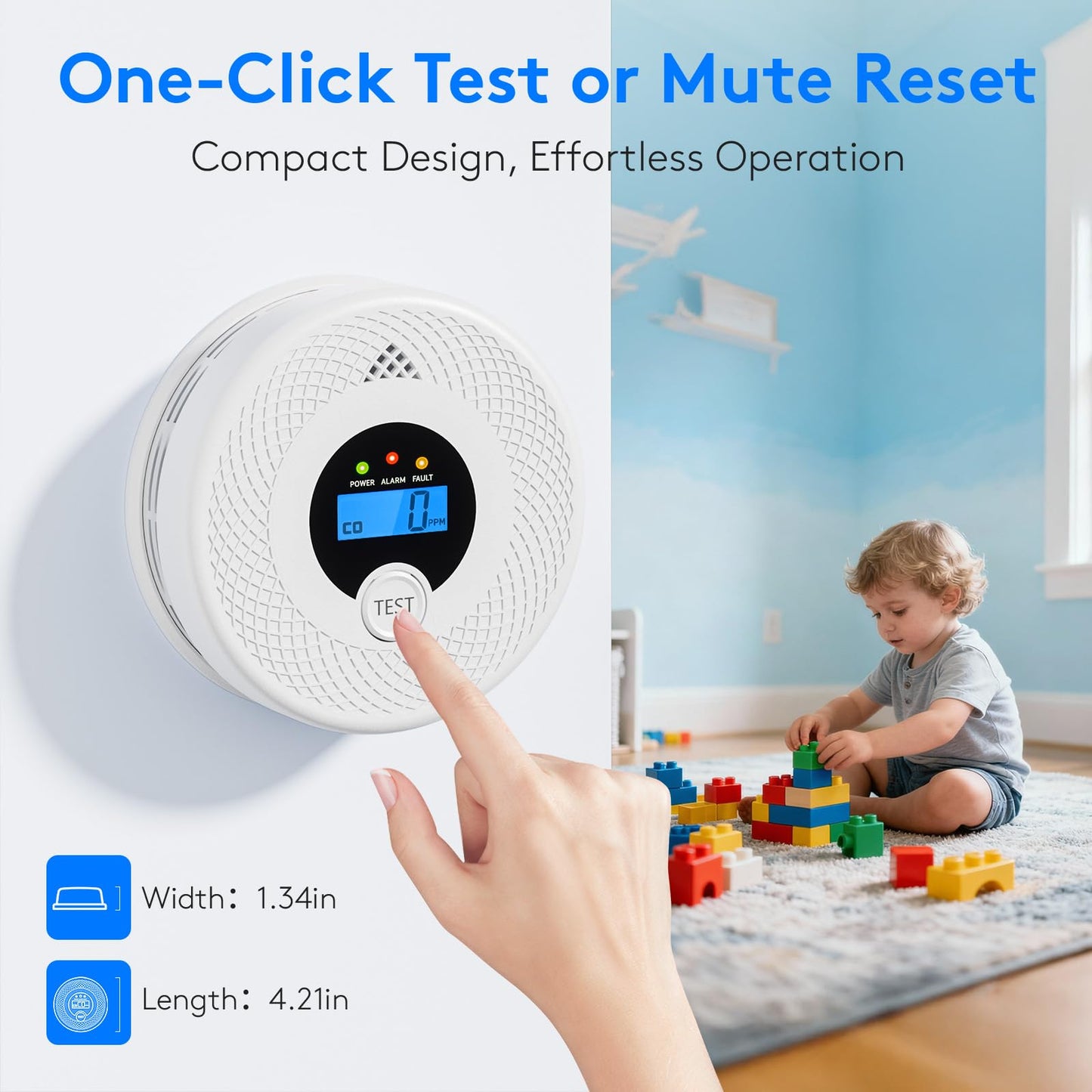 4-Pack Carbon Monoxide and Smoke Detector 10 Year Battery, Clear LCD Display and LED Light, Smoke & CO Alarm Combo for Home, Long-Lasting Guard