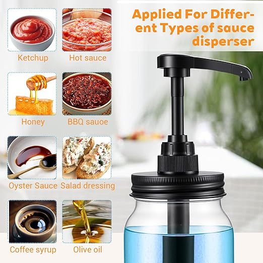 10PCS mason jar pump dispenser lid coffee syrup pumps for plastic mason jars syrup dispenser for coffee bar glass Seal Leak-Proof maple syrups dispensers for Honey, Ketchup,Liquid Condiment