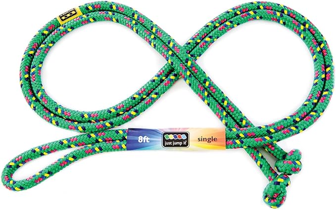 Just Jump It 8' Foot Single Jump Rope for Kids Women and Men - Active Outdoor Youth Fitness Excersing Equipment - Braided ...