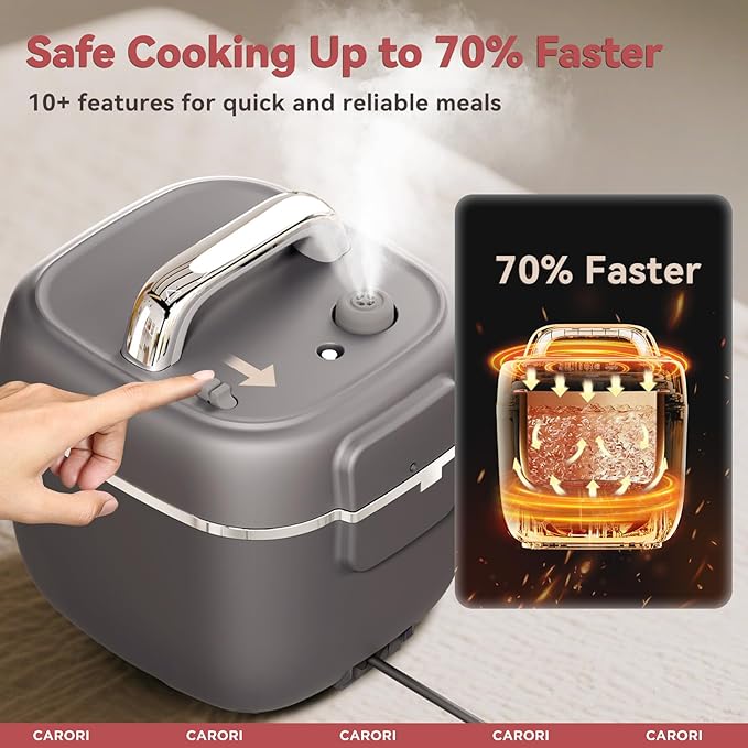 Electric Pressure Cooker 3QT, 8-Function Compact Multi-Cooker with Ceramic Nonstick Pot for Saute, Pressure Cook, Slow Cook, Meat Stew, Rice, Delay Start, Keep Warm, Safe Venting, Gray