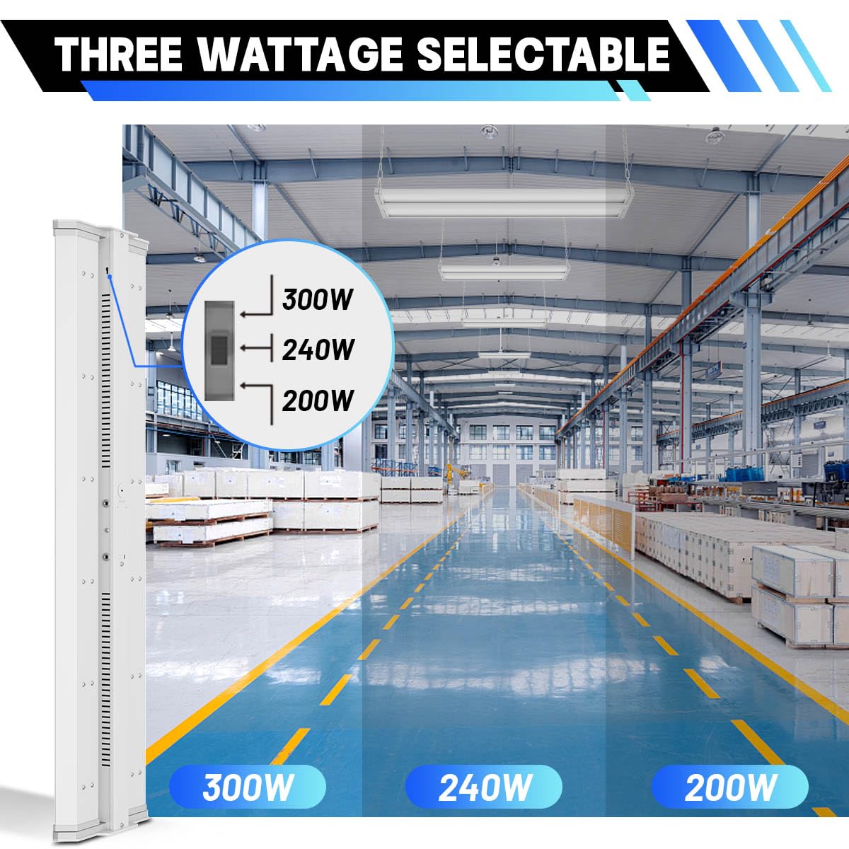 Allsmartlife Led High Bay Light 4-Pack, 5000K Daylight, 300W, Etl, Aluminum, Adjustable Tilt, White