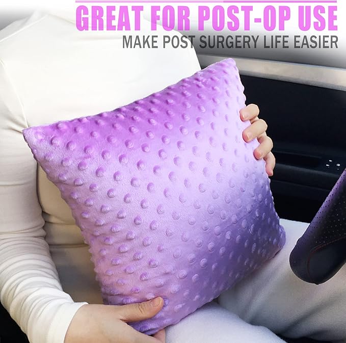 Heart Surgery Recovery Pillow for After Heart Surgery Open Heart Surgery Gifts Triple Bypass Heart Transplant Cough Pillow with Pocket for Cooling Pack, Minky Dot Lavender