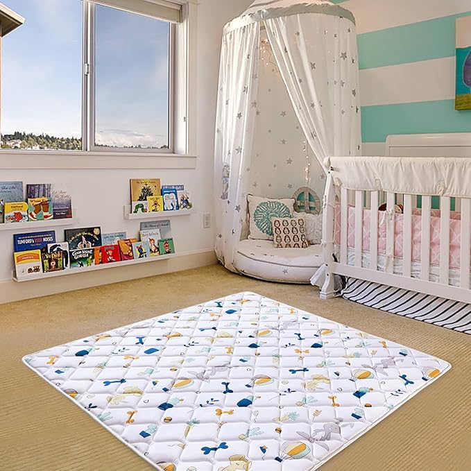 Premium Foam Baby Play Mat 47" X 47", Thicken One-Piece Crawling Mat, Non-Slip Cushioned Baby Playmats for Infants, Babies, Toddlers - Machine Washable for Easy Care