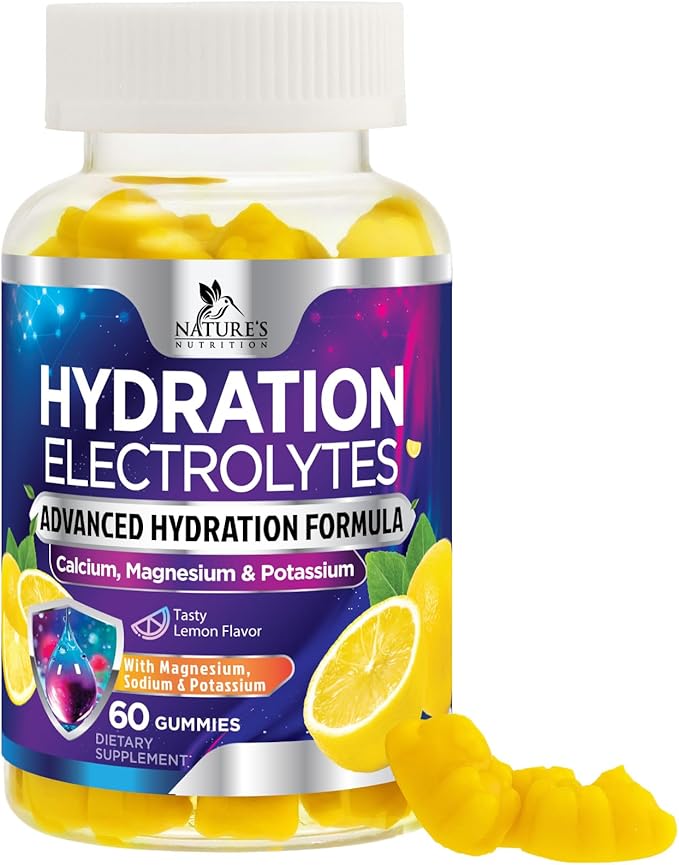 Hydration Electrolyte Gummies - Daily Liquid Replenisher Gummy - Electrolyte Multiplier with Minerals, Potassium & Real Sa...