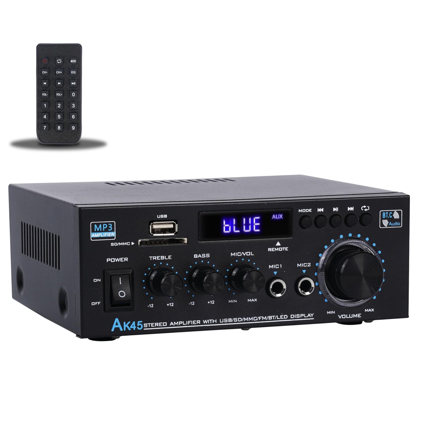 Stereo Audio Ak45 Amplifier,300W Home 2 Channel Wireless Bluetooth 5.0 Power Amplifier System, Home Amplifiers Fm Radio, Usb, Sd