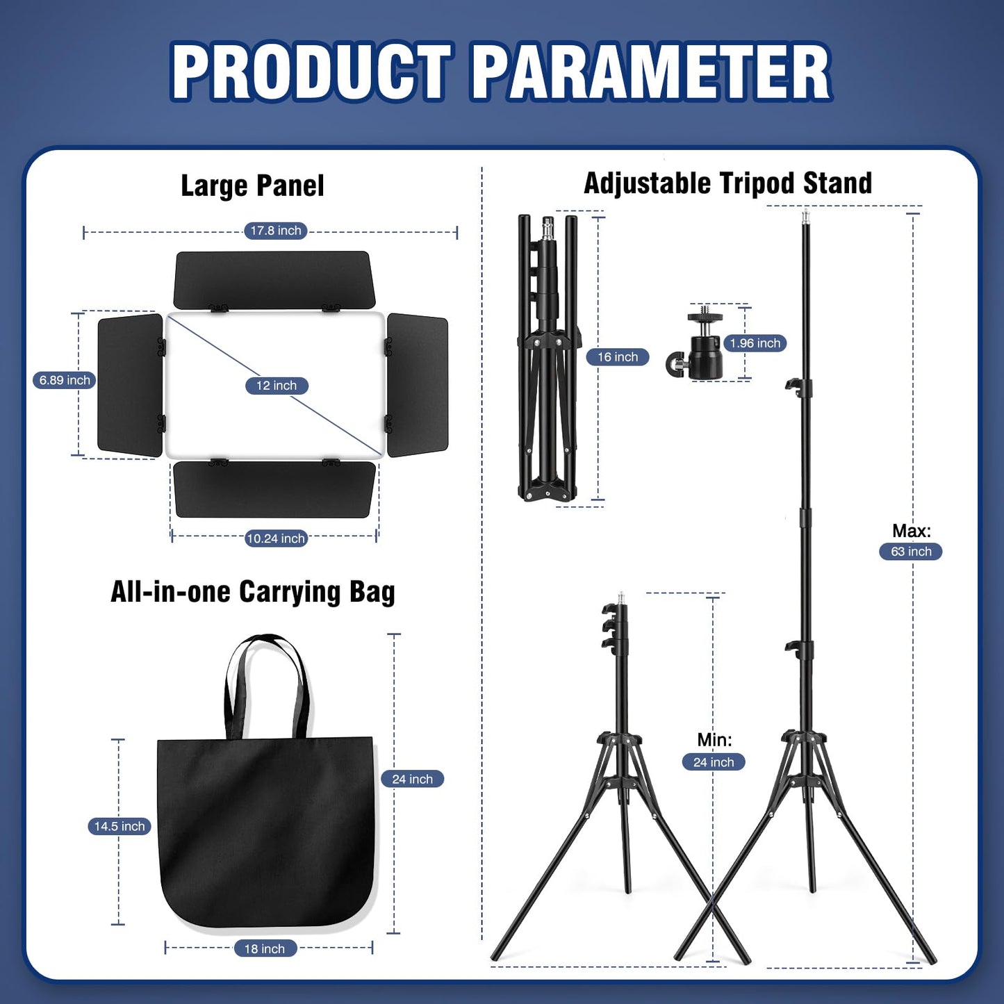 2 Pack LED Video Light Kit with Barn Door, Icceue 30W Photography Light Panel with Stand, 3000Lux 2500K-8500K Dimmable Studio Lights for Video Recording/Filming/Photoshoot Shooting/Live Streaming
