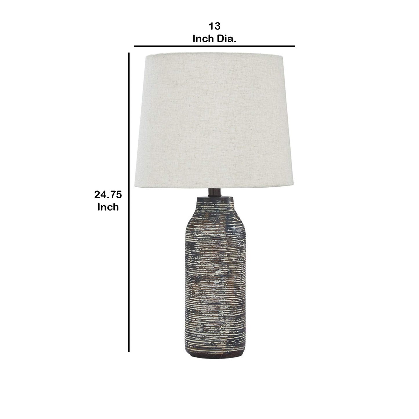 Benzara Shade Table Lamp Set Of 2 - Textured Fabric, White & Black, Model Bm231949