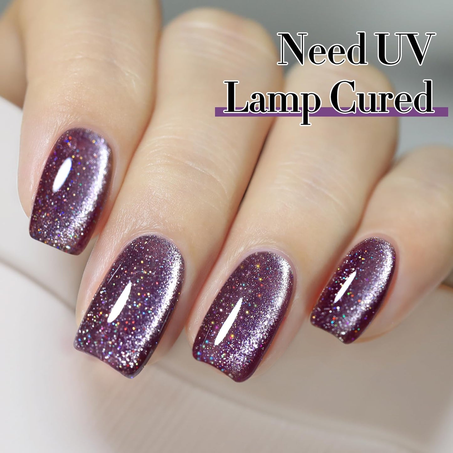 Double Rhythm 0.5 OZ Cat Eye Gel Polish with Magnet 15ML Holographic Glitter Shimmer Translucent Jelly Color Magnetic Nail Polis