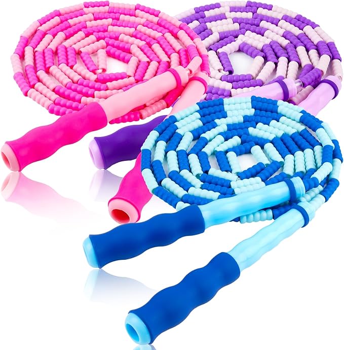 Jump Rope for Kids, 9 Ft Adjustable Jump Ropes for 4 5 6 7 8 10 12, Segmented Soft Beaded Jumping Rope Age 8-12, Tangle Fr...