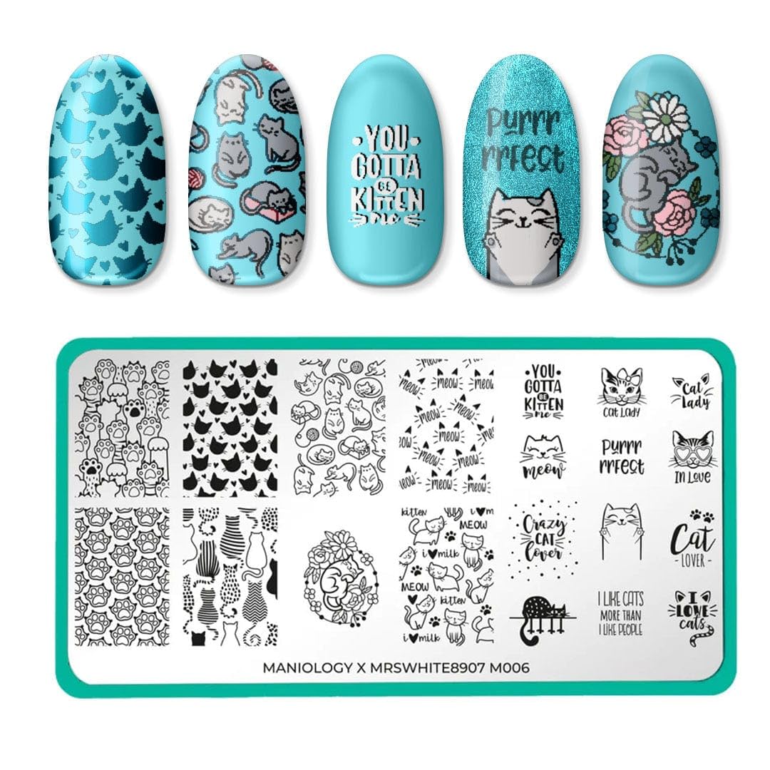 Maniology On the Prowl Nail Stamping Starter Kit | Cat-Themed Nail Art, Playful Kittens, Paw Prints & Whisker Designs DIY Manicu