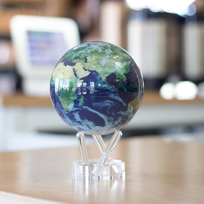 MOVA Globe Earth with Clouds – 6” Self-Rotating Globe Powered by Light | Silent Motion, No Batteries or Wires | Unique Desk Decor or Gift for Space Lovers
