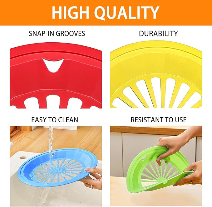 Paper Plate Holders 8 Packs with Snap-in Grooves 10.5 Inch Plastic Paper Plate Holders Reusable 4 Color Heavy Duty Supports for Picnic Party Dinner
