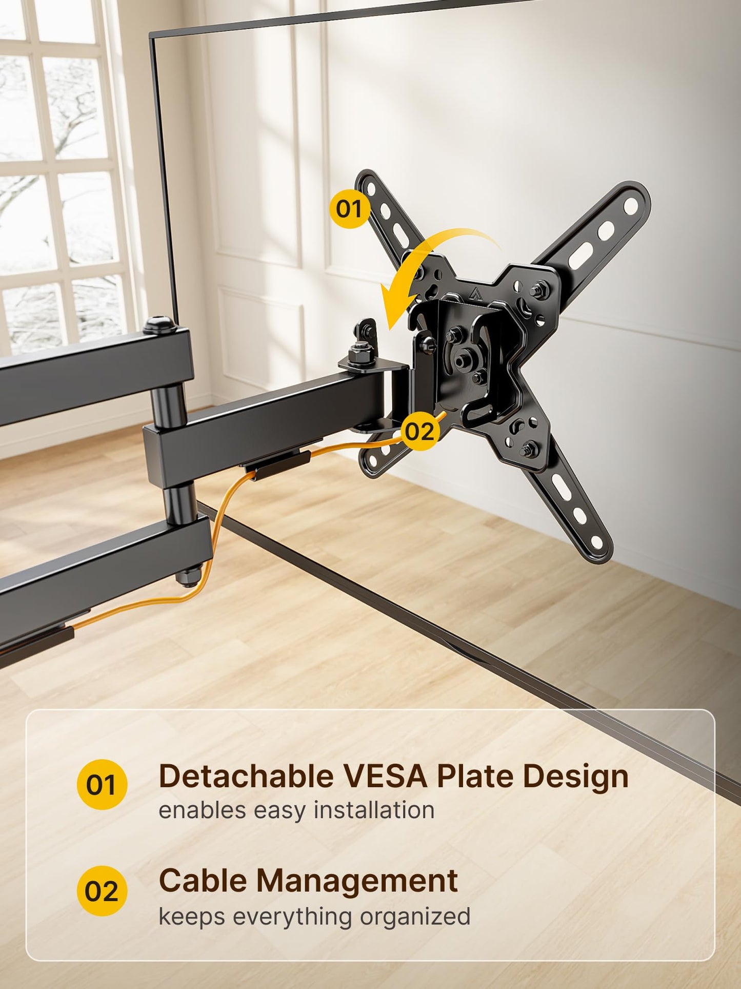 monTEK Full Motion TV Wall Mount Bracket for Most 13-43 Inch LED LCD Flat Screen TVs & Monitors, Swivel Tilt Extension Rotation with Articulating Arms, TV Mount Max VESA 200x200mm, up to 44lbs