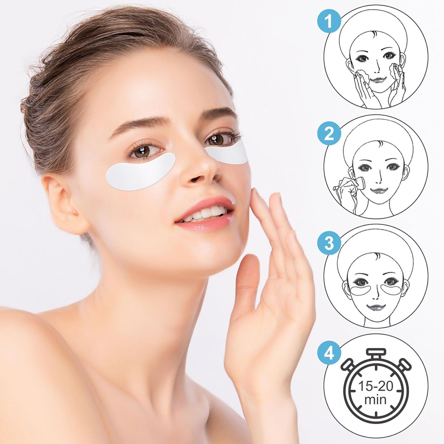 Reusable Under Eye Patches 2 Pairs, Silicone Eye Patches Eye Pads, Under Eye Mask for Skin Care Effect to Reduce Wrinkles and Fine Lines (Black, White)