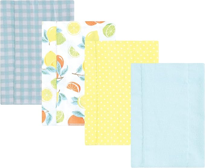 Luvable Friends Hudson Baby Flannel Burp Cloths 4pk, Pastel Citrus