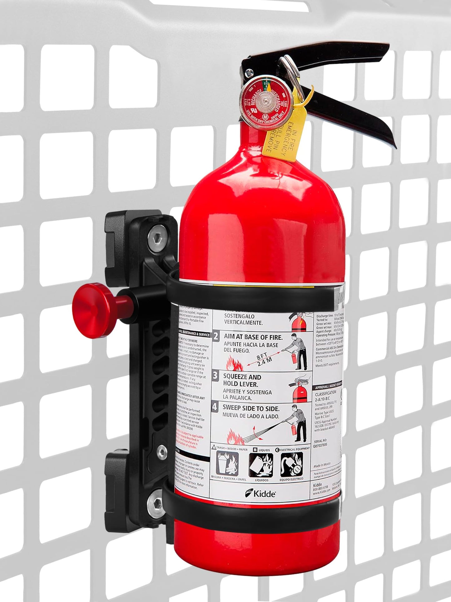 ZIDIYORUO MOLLE Panel Fire Extinguisher Mount Kit Fits 1"-2" Rigid MOLLE Panel Holes, Quick Release Car Fire Extinguisher Mount Holder with 4 Clamps for Vehicles MOLLE Panle Accessories