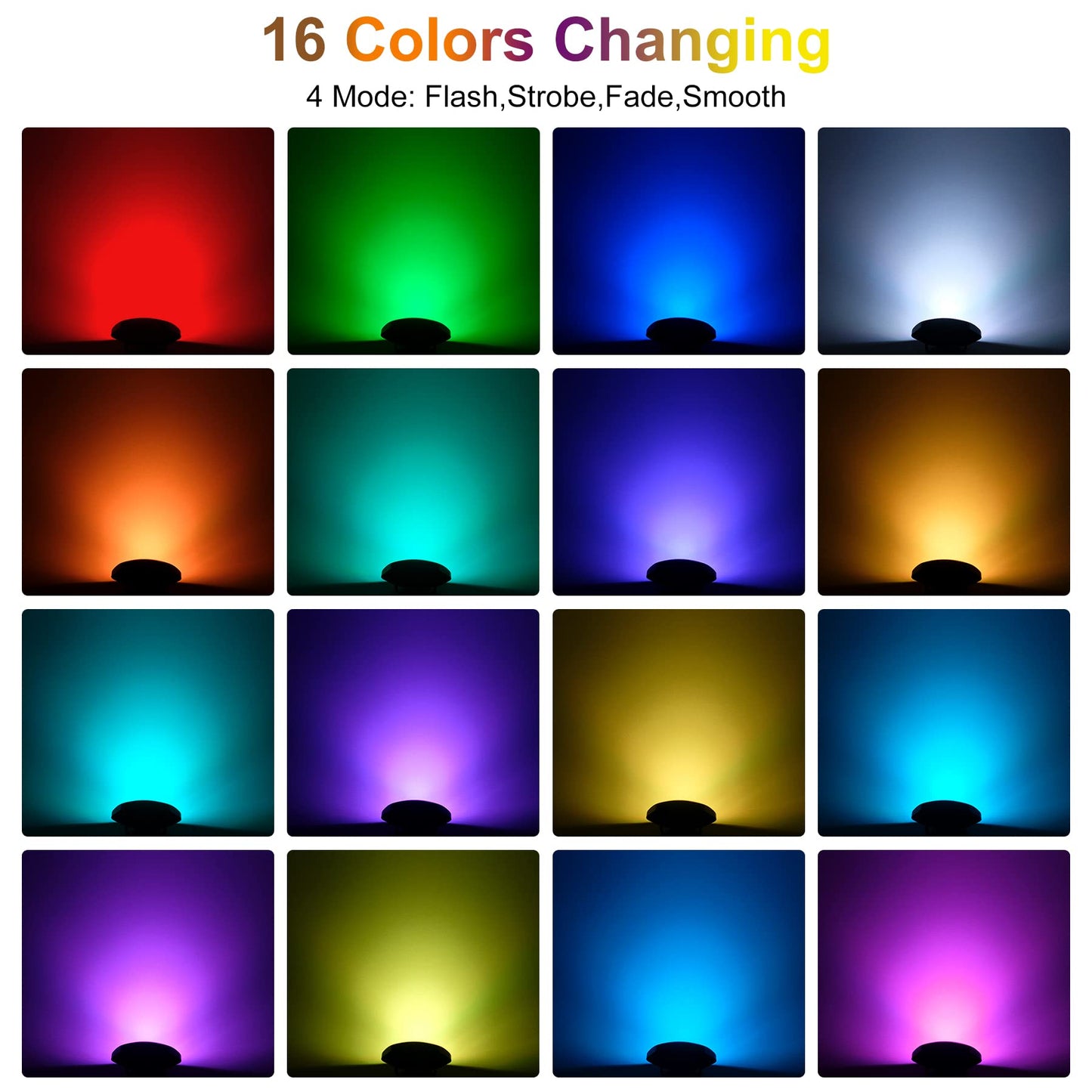 CREPOW RGBW Pond Lights - 18 LED Submersible Fountain Lights, Remote Control, IP68 Waterproof, Multicolor, Set of 3, Model TS-F2230