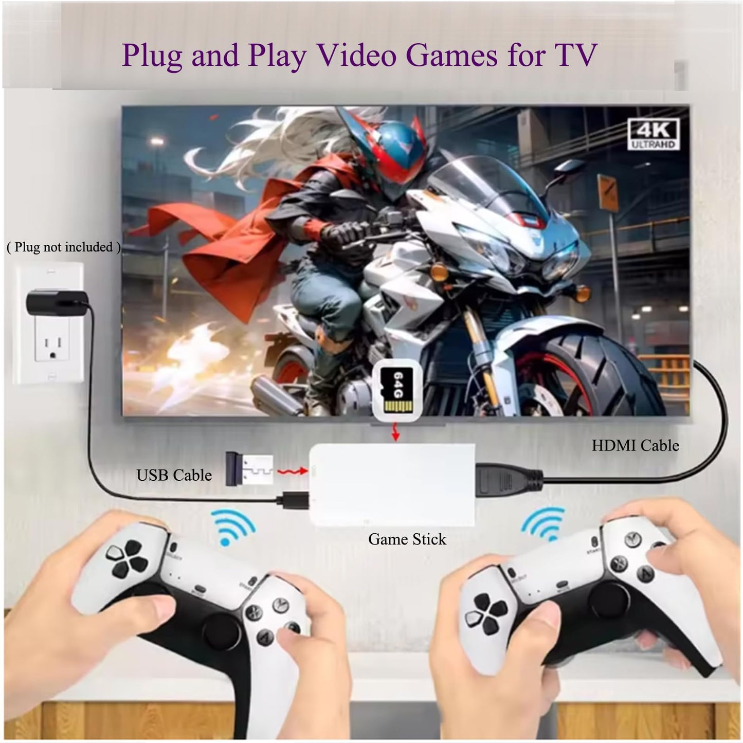 2025 New Upgrade Retro Gaming Console,m15 game stick Retro Game Stick 20000+ Games with 23 Emulators, HDMI Plug and Play TV Video Game Stick 4k with 2 Wireless Controllers, Gift for Families, Adults (64G)