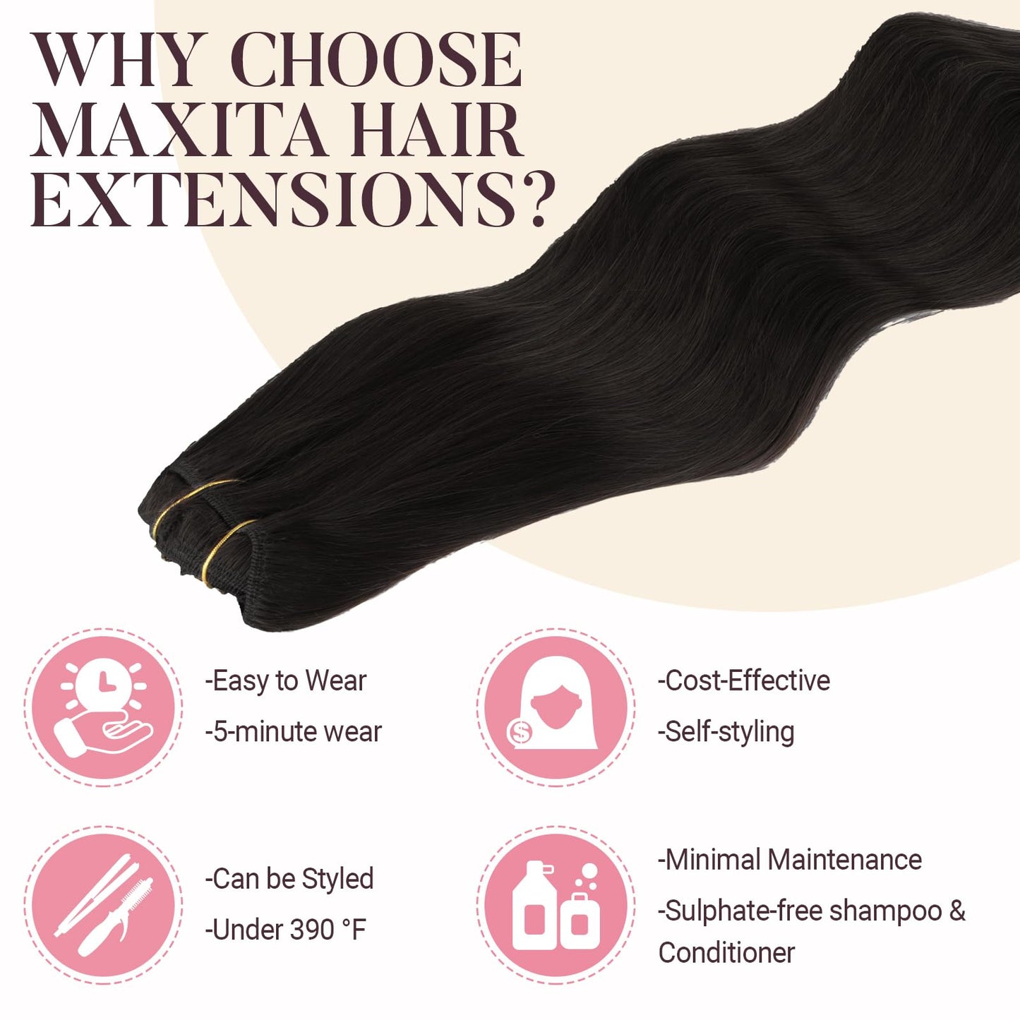 MAXITA Human Hair Clip in Extensions, Dark Brown 120g 7pcs 22 Inch, Hair Extensions Clip ins Remy Human Hair Extensions Straight