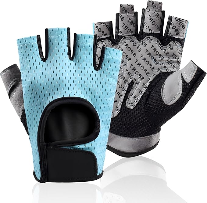 hisptgo Bike Gloves for Men Women Cycling, Fingerless Breathable Bicycle Biking Gloves Anti-Slip Shock Absorbing Padded fo...