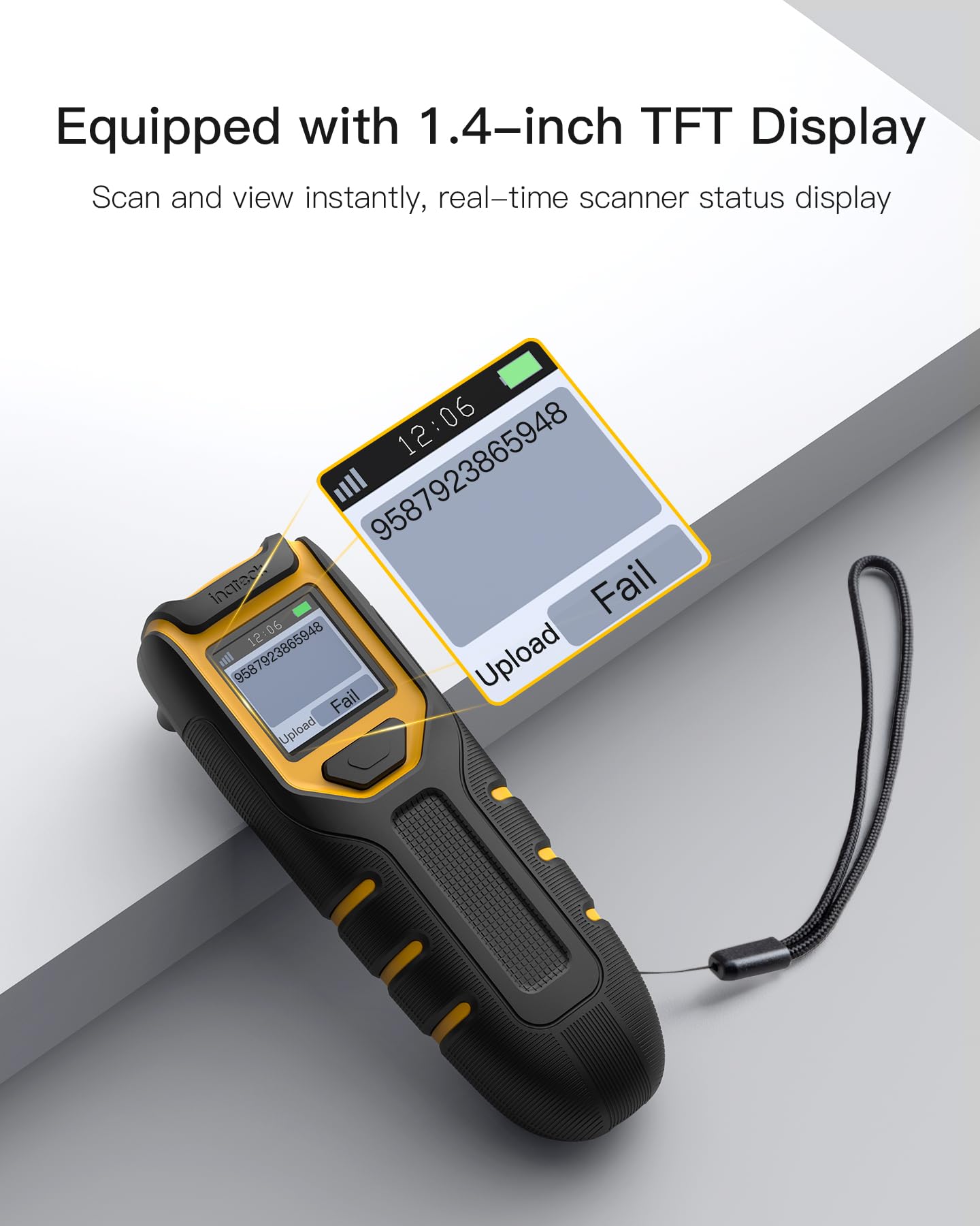 Inateck Barcode Scanner Wireless,Portable Bluetooth Barcode Scanner With Screen,1D Code Scanner Kabellos 2.4Ghz,Handscanner With