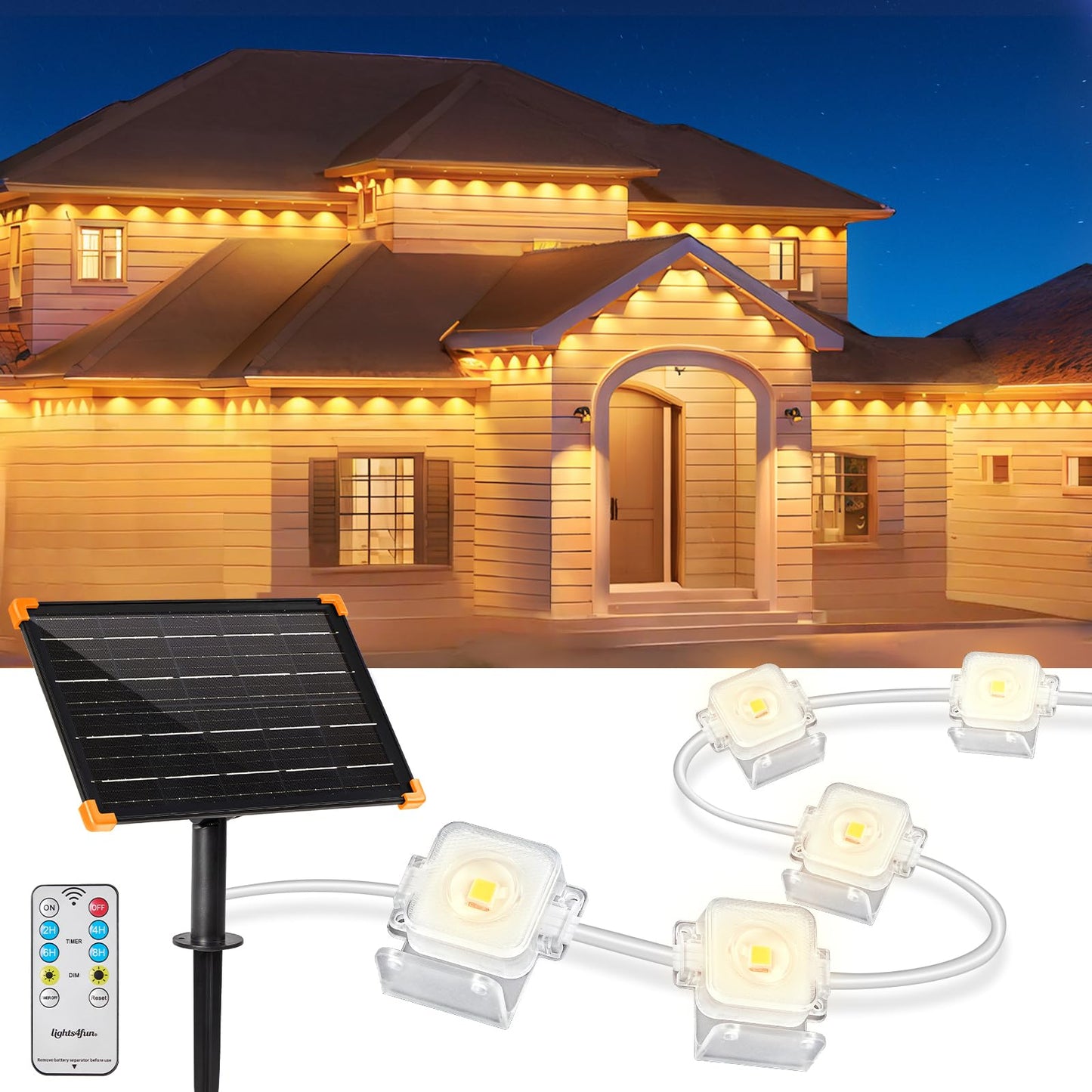 Thumok Solar Strip Lights, IP67 Waterproof, Smart RGB Eaves Lights, 32.8FT, Warm White, Outdoor Fence Decor