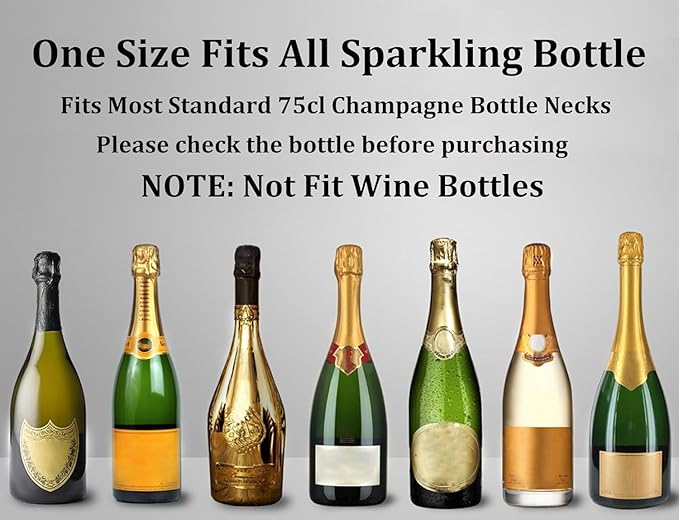 Champagne Stoppers for Bottles, Pafusen Champagne Sealer Stopper, Stainless Steel Champagne Cork Stopper Toppers, Saver for Champagne Cava Prosecco Sparkling Wine (Champagne -3-Pack- Gold)
