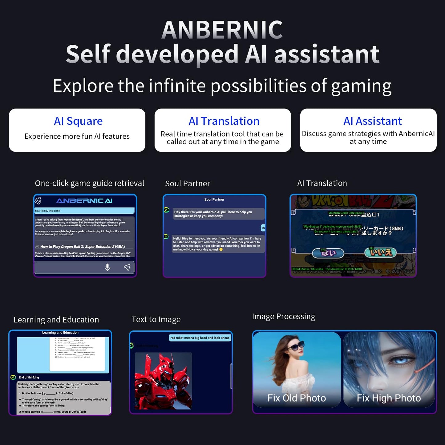 ANBERNIC RG477M Retro Handheld Game Console , Aluminum Alloy CNC Android 14 System 4.7 Inch LTPS in-Cell Screen Dimensity 8300 Processor Support WiFi 6E Bluetooth 5.3 NO Game Card(Brozen)