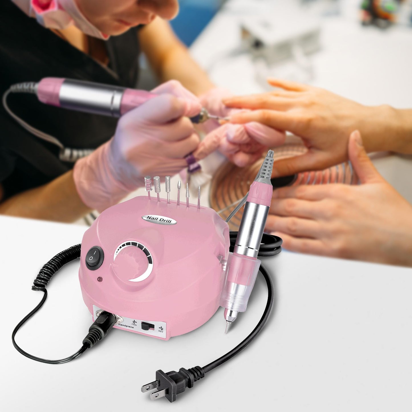 BYOOTIQUE Nail Desk Station Kit w/Nail Lamp Dust Collector Electric Drill Machine