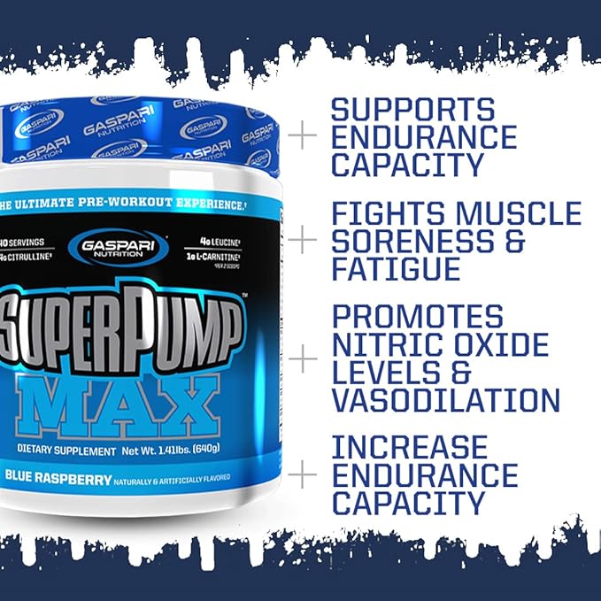Gaspari Nutrition Super Pump Max, Pre Workout Supplement 40 Servings, Sustained Energy & Nitric Oxide Booster Supports Muscle Growth, Recovery & Replenish (40 Servings, Rainbow Candy)