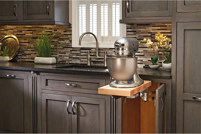 Rev-A-Shelf Kitchen Cabinet Spring Loaded Mixer and Appliance Lift Assist Mechanism for Small Kitchen Appliances, Zinc, RAS-ML-HDCR
