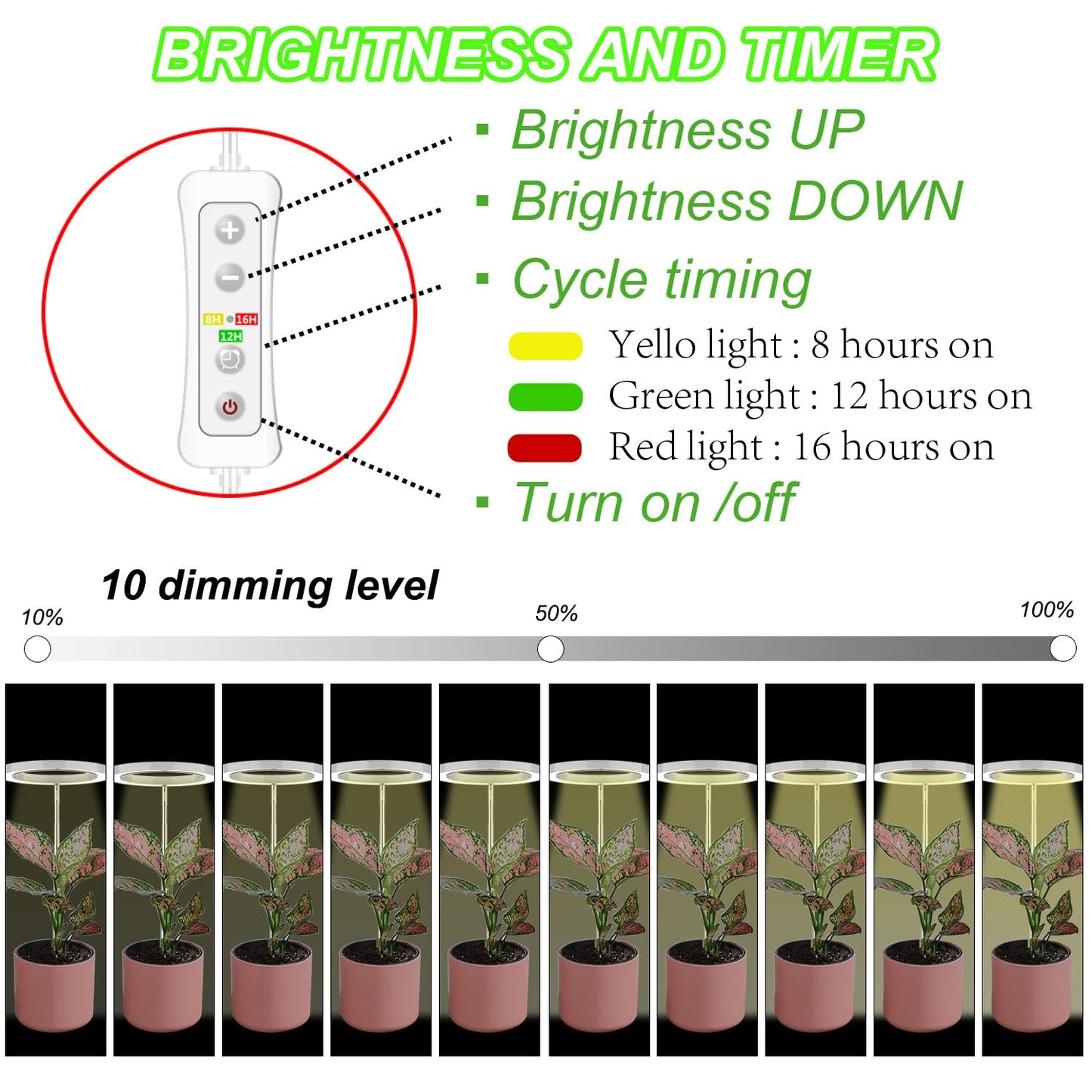 Yadoker LED Grow Light for Indoor Plants, Full Spectrum, 2 Pack, Adjustable Height, Warm White, Aluminum Material