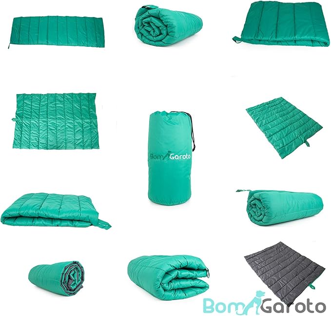 Bom Garoto Portable Pet Mat - 46.5 x 33 Inch Cat and Dog Mat for Crate Bed, Dog Cage, Fireside or Camping! Waterproof Dog Beds for Medium Dogs and Small Dogs. Large Dog Bed with Storage Carry Bag