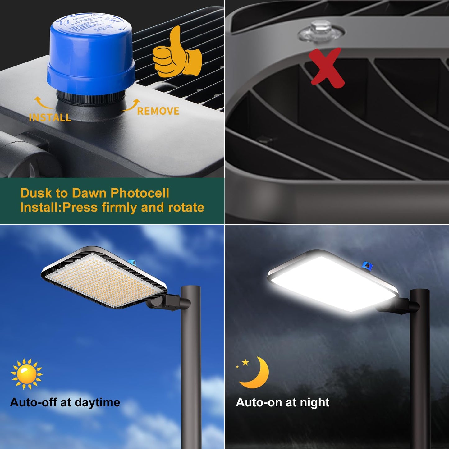Acohook 500W Led Parking Lot Lights Outdoor (75000Lm Eqv 2000W Hps) Dusk-To-Dawn 5000K Daylight Slipfitter Mount Commercial Area Street Lighting -2Pack