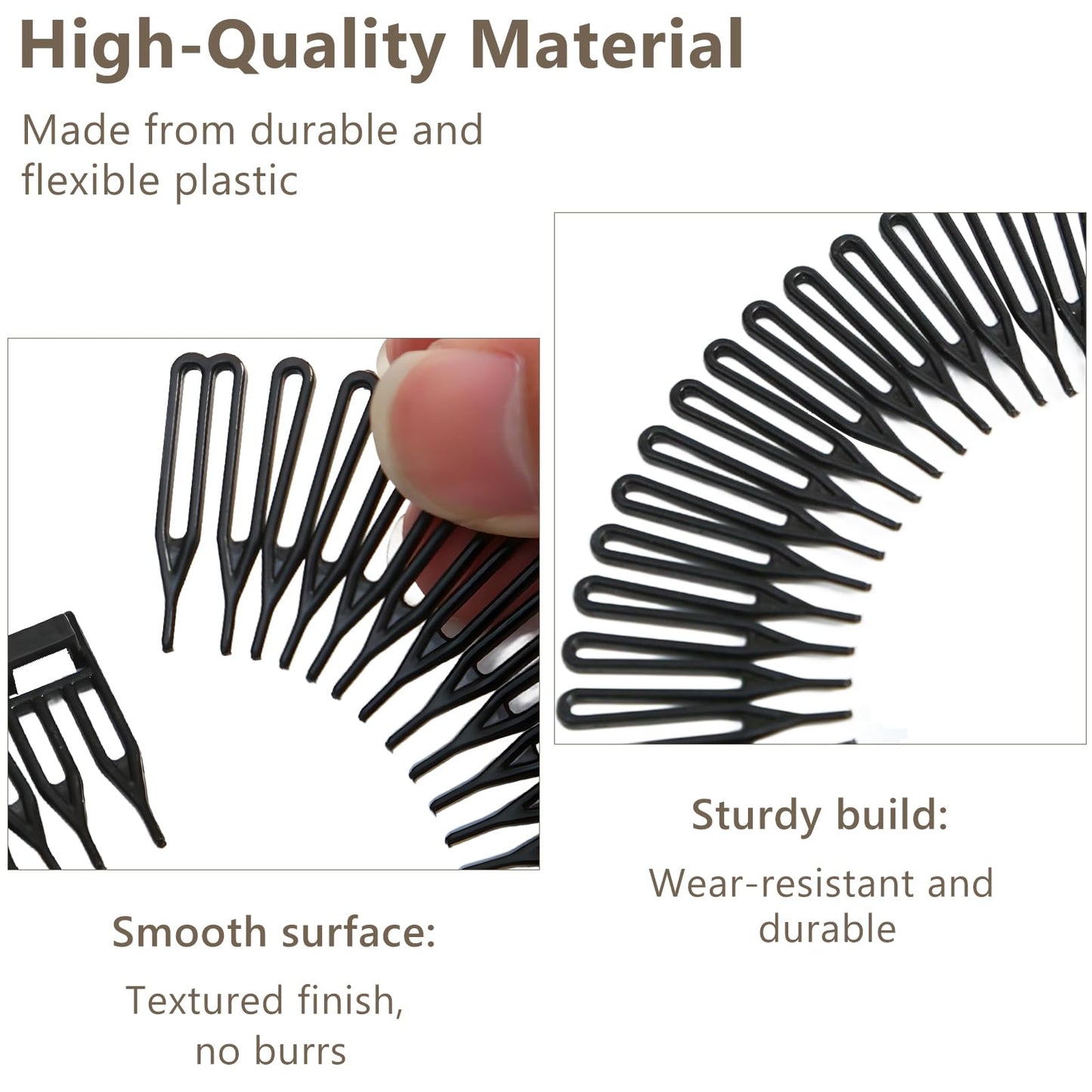 Jaasuee Women's Classic Nylon Flexible Comb Headband with Tooth for All Hair Types, Stylish and Easy-to-Use (Brown+Black)