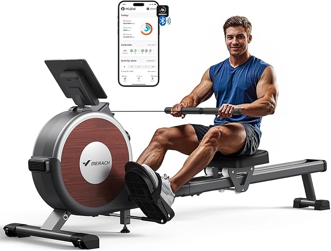 MERACH Rowing Machines for Home, Magnetic Rowing Machine with 16 Levels, Rower Machine of Quiet Resistance, Dual Slide Rai...