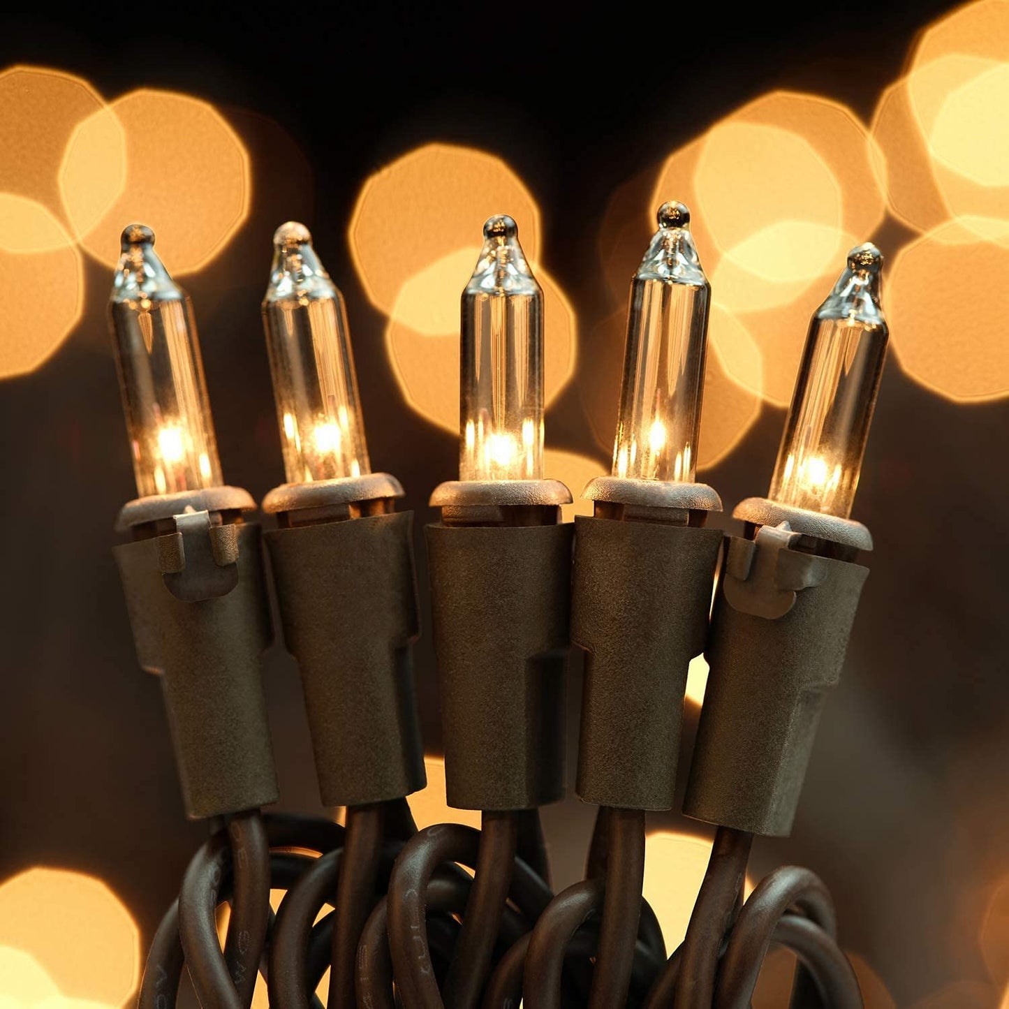 Yuletime Clear Christmas Lights, 66Ft 200 Count, Ul Certified, Brown Wire, Incandescent Mini Light Set, Model Dds-L-100E/2F